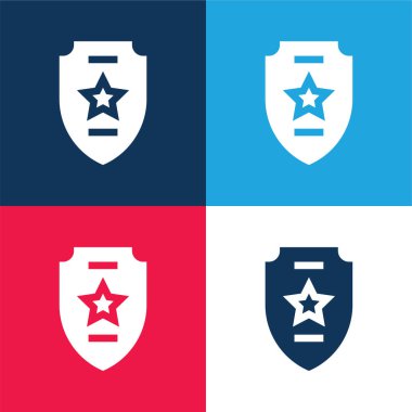 Rozet mavi ve kırmızı dört renk minimal simge kümesi