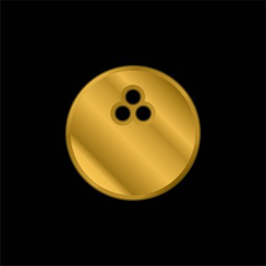 Bowling topu altın kaplama metalik simge veya logo vektörü