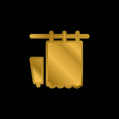 Banyo Perdeleri altın kaplama metalik simge veya logo vektörü