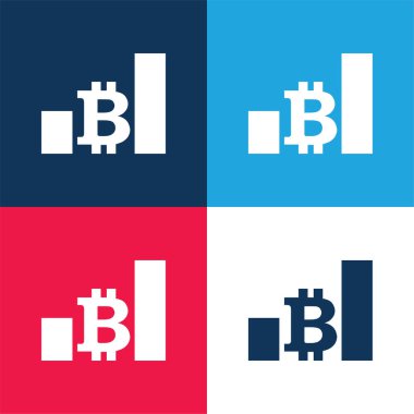 Bitcoin Çubukları Artan Paranın Grafiği Mavi ve Kırmızı En az dört renk simgesi