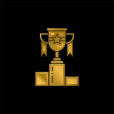 Award gold plated metalic icon or logo vector clipart