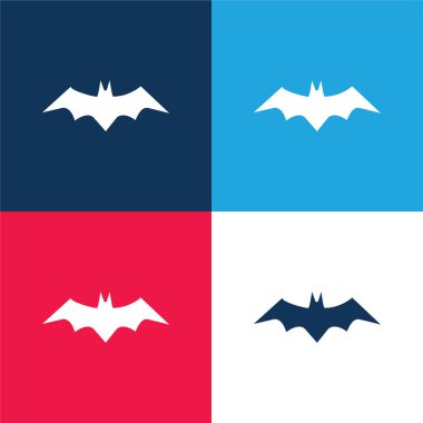 Yarasa Silueti mavi ve kırmızı En az dört renk simgesi