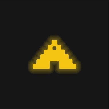 Aztek Piramidi sarı parlak neon simgesi