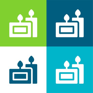 Aromatic Candle Flat four color minimal icon set clipart