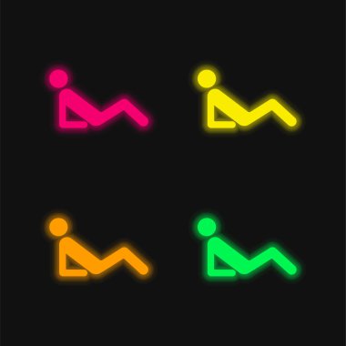 Abs Egzersiz dört renk parlayan neon vektör simgesi