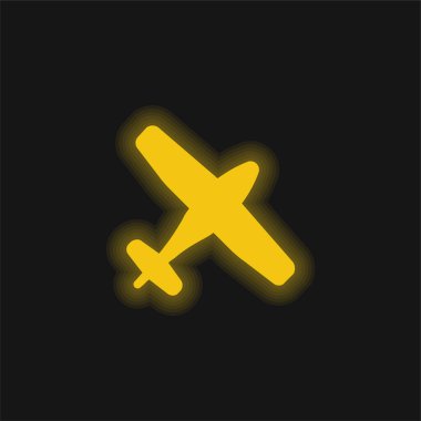 Uçak sarı parlayan neon simgesi