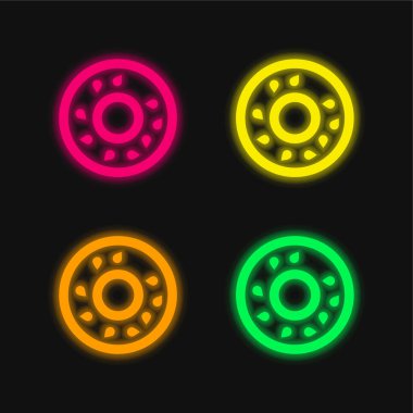 Dört renkli simit parlayan neon vektör simgesi