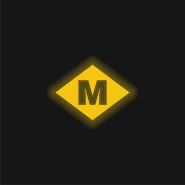 Barselona Metro Logosu Sarı Parlak neon simgesi