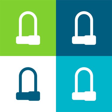 Bisiklet Kilidi Düz 4 renk en küçük simge seti