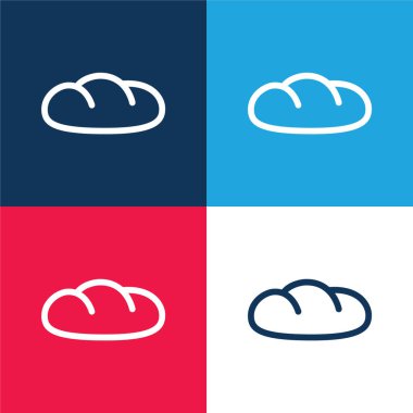 Ekmek mavisi ve kırmızı dört renk minimal simge kümesi