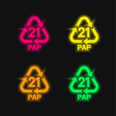 21 PAP dört renkli parlayan neon vektör simgesi