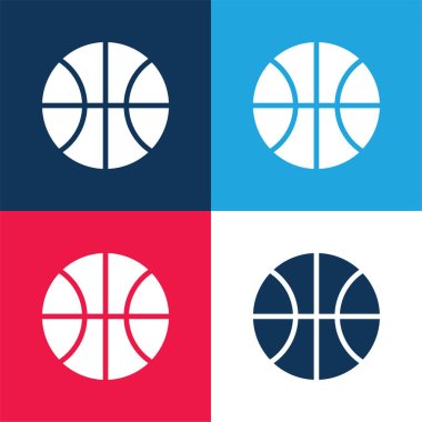 Basketball Game blue and red four color minimal icon set clipart