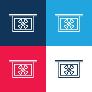 Bones X Ray Vision blue and red four color minimal icon set clipart