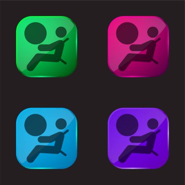 Hava yastığı dört renkli cam düğme simgesi