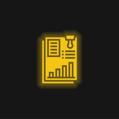 Annual Report yellow glowing neon icon clipart