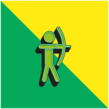 Archer Silueti Yeşil ve Sarı 3D vektör simgesi