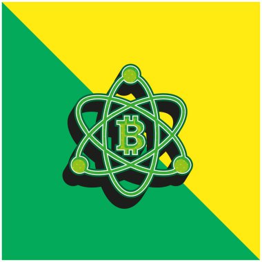 Bitcoin in Science Symbol Green ve yellow 3d vektör simgesi logosu