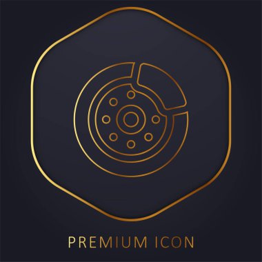 Fren Diski altın çizgi premium logosu veya simgesi