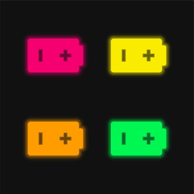 Pil dört renk parlayan neon vektör simgesi