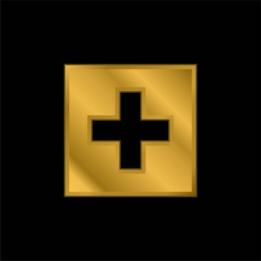 Addthis gold plakalı metalik simge veya logo vektörü