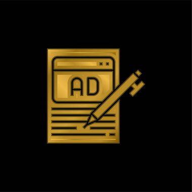Altın kaplama metalik simge veya logo vektörü reklamı