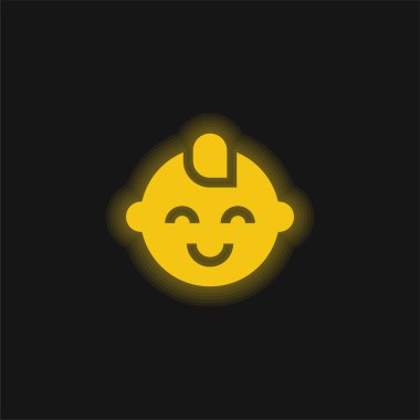 Bebek Çocuk sarı parlak neon simgesi