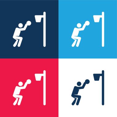 Basketbol oyuncusu mavi ve kırmızı dört renk minimal simgesi