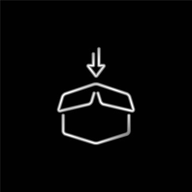 İçinde ok olan gümüş kaplama metalik simge olan kutuyu aç