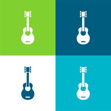 Akustik Gitar Düz 4 renk minimal simgesi seti