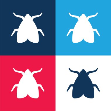 Big Fly blue and red four color minimal icon set clipart