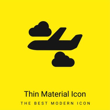 Airplane With Clouds minimal bright yellow material icon clipart