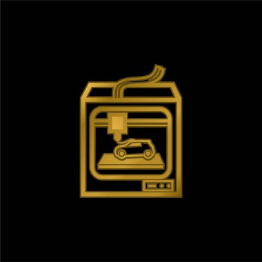 3d Yazıcı Aracı Bir Araba Yazdırma Altın kaplama metalik simge veya logo vektörü