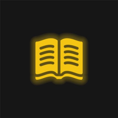 Kitap sarı parlak neon simgesi