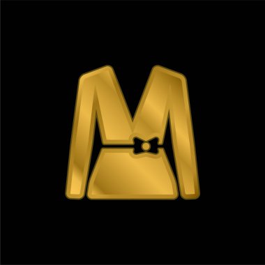 Dantelli altın kaplama metalik simge veya logo vektörü olan bluz