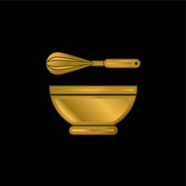 Bowl gold plated metalic icon or logo vector clipart