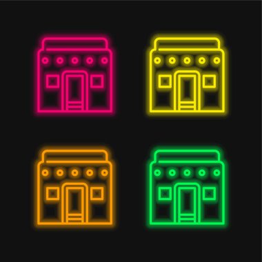 African four color glowing neon vector icon clipart