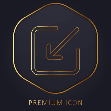 Arrow Entering Into Square golden line premium logo or icon clipart