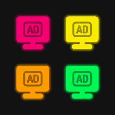 Dört renk parlayan neon vektör simgesi tanıtılıyor