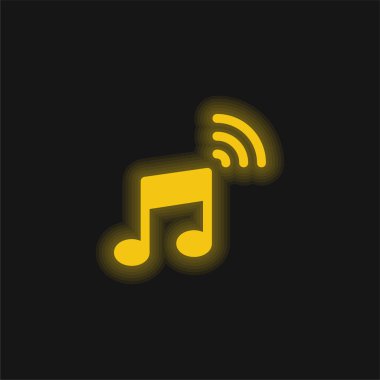 Audio yellow glowing neon icon clipart