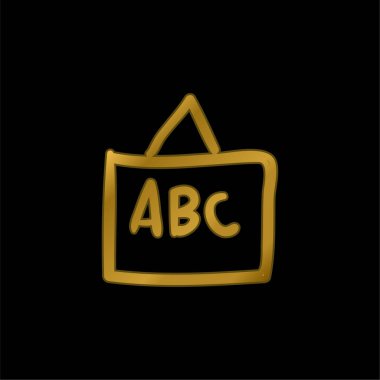 ABC Beyaz Tahta altın kaplama metalik simge veya logo vektörü