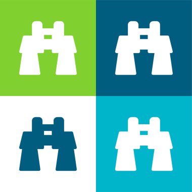 Dürbünler Düz dört renk minimal simgesi seti