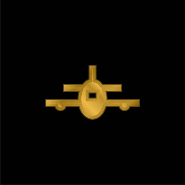 Uçak altın kaplama metalik simge veya logo vektörü