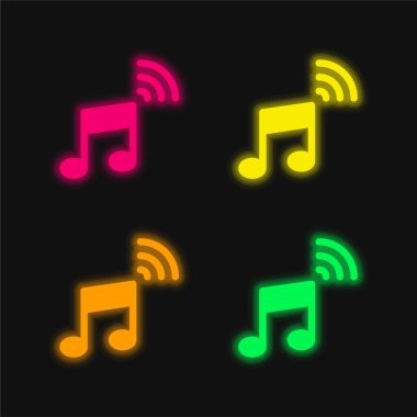 Audio four color glowing neon vector icon clipart