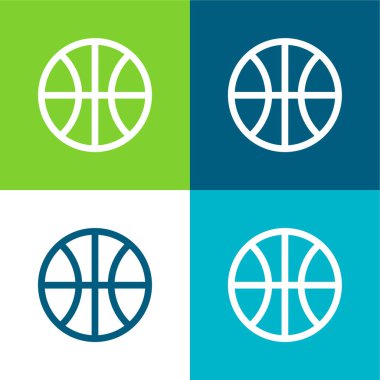 Basketbol Düz 4 renk minimal simge seti