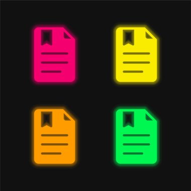 Yer imi dört renk parlayan neon vektör simgesi