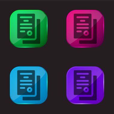 Anlaşma dört renkli cam düğme simgesi