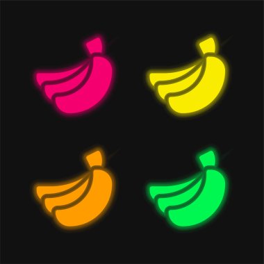 Muz parlayan dört renkli neon vektör simgesi