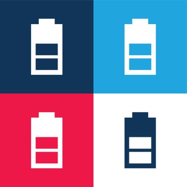 Yarım şarjlı pil Mavi ve kırmızı en küçük simge seti