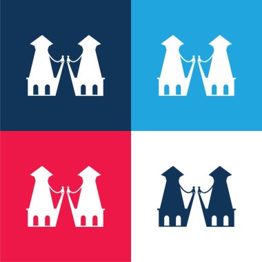 Antioquia Bridge Silhouette, Monument Of Colombia Country blue and red four color minimal icon set clipart