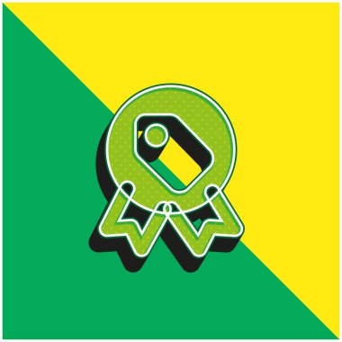 Rozet Yeşil ve Sarı Modern 3D vektör simgesi logosu